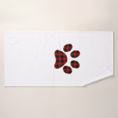 Buffalo Plaid Chien Empreinte de patte ou Amoureux (Serviette de bain)