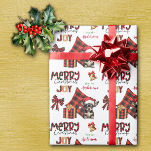 Buffalo Plaid Chihuahua Puppy Kerstmis Cadeaupapier