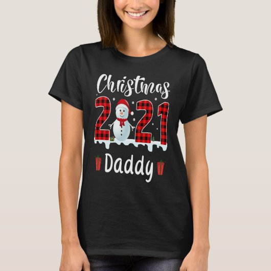 Buffalo Plaid Christmas 2021 Daddy Snowman T-shirt (Voorkant)