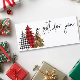 Buffalo Plaid Christmas Carte cadeau Arbres Leopar