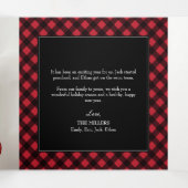 Buffalo Plaid Christmas Holiday Triple Carte photo (Intérieur au milieu)