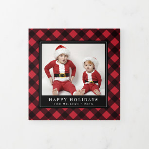 Buffalo Plaid Christmas Holiday Triple Carte photo