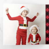Buffalo Plaid Christmas Holiday Triple Carte photo (Intérieur en premier)