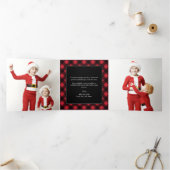 Buffalo Plaid Christmas Holiday Triple Carte photo (Intérieur)
