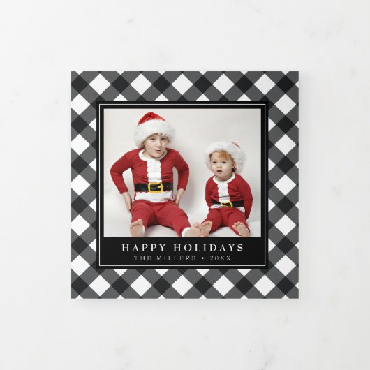 Buffalo Plaid Christmas Holiday Triple Carte photo (Protection)