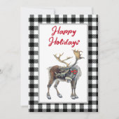 Buffalo Plaid Christmas Moose Carte de vacances (Devant)