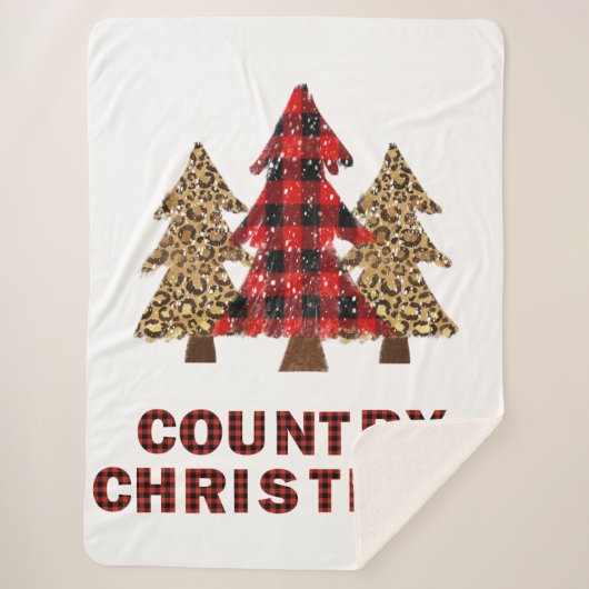 Buffalo Plaid Christmas Tree Sherpa Blanche (Devant)