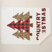 Buffalo Plaid Christmas Tree Sherpa Blanche (Devant (Horizontal))