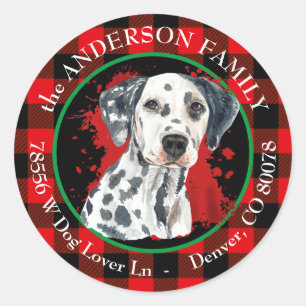 Buffalo Plaid Dalmatische Hond Retouradres Ronde Sticker