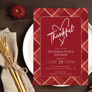 Buffalo Plaid Dankbaar Thanksgiving Diner Kaart