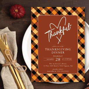 Buffalo Plaid Dankbaar Thanksgiving Diner Kaart