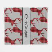 Buffalo Plaid Deer Head Red Black Baby Boy Fleece Deken (Voorkant (Horizontaal))