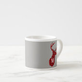 Buffalo Plaid Deer Head Red Black Monogram  Espresso Kop (Voorkant rechts)