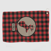 Buffalo Plaid Deer Monogram Golfhanddoek (Horizontaal)