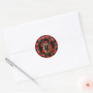 Buffalo Plaid Duitse herder hond terug adres Ronde Sticker
