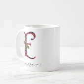 Buffalo Plaid E Monogram Christmas Coffee Mug (Devant gauche)
