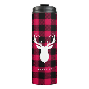 Buffalo Plaid en herten Thermosbeker