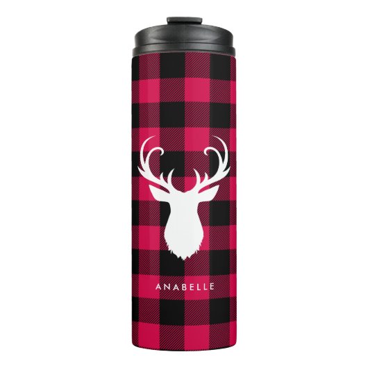 Buffalo Plaid en herten Thermosbeker (Voorkant)