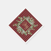 Buffalo Plaid Eucalyptus Christmas Joy Cocktail Servet (Hoek)