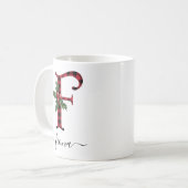 Buffalo Plaid F Monogram Christmas Coffee Mug (Devant gauche)
