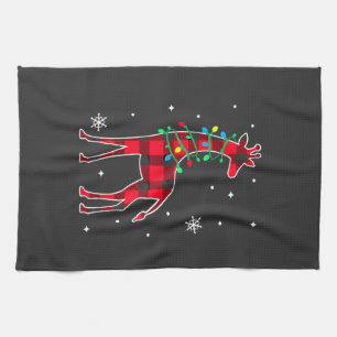 Buffalo Plaid Familie Matching Giraffe Kerst Pa Theedoek