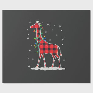Buffalo Plaid Familie Matching Giraffe Kerstmis Py Cadeaupapier