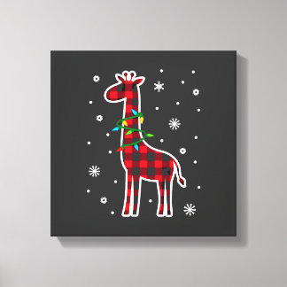 Buffalo Plaid Family Matching Giraffe Christmas Pa Canvas Afdruk