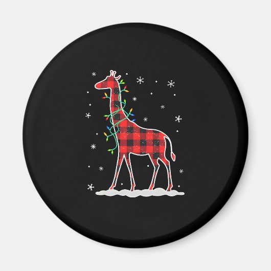Buffalo Plaid Family Matching Giraffe Christmas Pa Magneet (Voorkant)