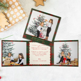 Buffalo Plaid Feestelijke Foto's Kerstmis Drieluik Wenskaart