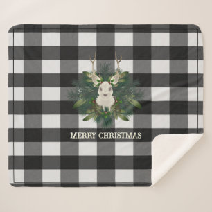 Buffalo Plaid Feestelijke Rendier Kerstvakantie Sherpa Deken
