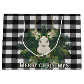Buffalo Plaid Feestelijke Rendieren Kerstmis Groot Cadeauzakje (Voorkant)