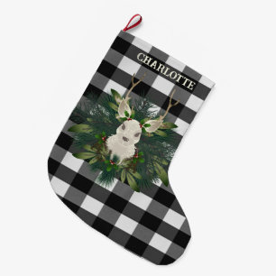Buffalo Plaid Feestelijke Rendieren Kerstmis Grote Kerstsok