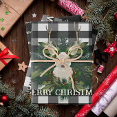 Buffalo Plaid Feestelijke Rendieren Kerstmis Inpakpapier Vel