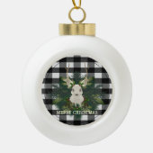Buffalo Plaid Feestelijke Rendieren Kerstmis Keramische Bal Ornament (Voorkant)