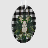 Buffalo Plaid Feestelijke Rendieren Kerstmis Ornament (voorkant)