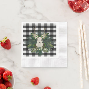 Buffalo Plaid Feestelijke Rendieren Kerstmis Servet