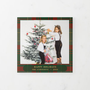 Buffalo Plaid Festive Foto's Kerstmis Drieluik Wenskaart