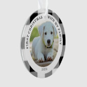Buffalo Plaid First Christmas Photo ornament (devant)