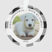 Buffalo Plaid First Christmas Photo ornament (devant)