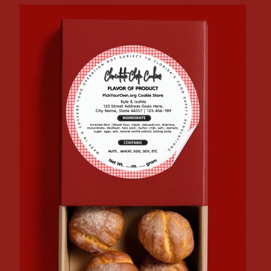 Buffalo plaid Florida chalet nourriture étiquette