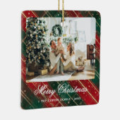 Buffalo Plaid Foto Kerst Keramisch Ornament (Rechts)