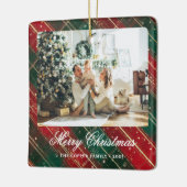 Buffalo Plaid Foto Kerst Keramisch Ornament (Links)