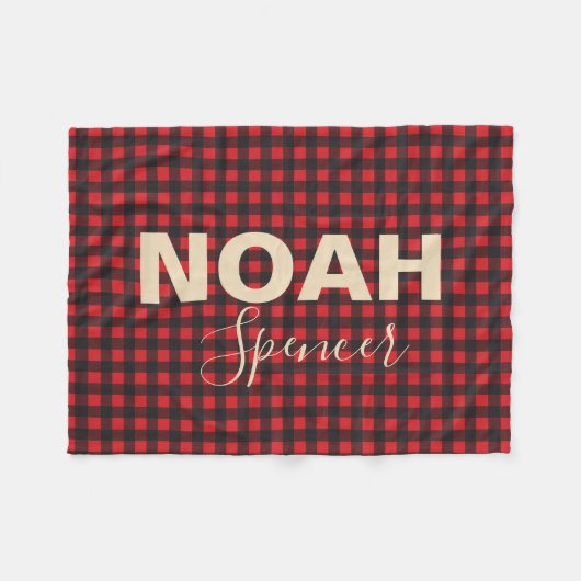 Buffalo plaid gepersonaliseerde deken (Voorkant (Horizontaal))