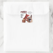 Buffalo Plaid German Shepherd Dog Christmas Vierkante Sticker (Tas)