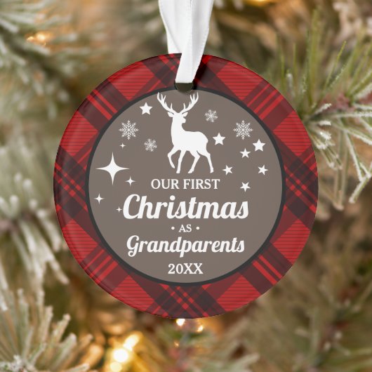 Buffalo Plaid Grand-parents First Christmas (Arbre)