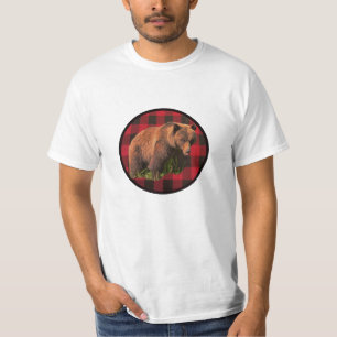 Buffalo Plaid Grizzly Beer T-Shirt