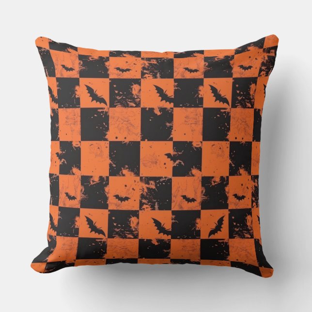 Buffalo Plaid Halloween Sierkussen (Voorkant)