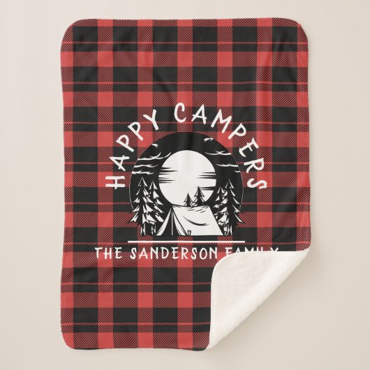 Buffalo Plaid Happy Campers Nom de famille Camping (Devant)