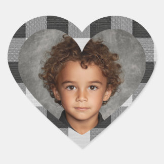 Buffalo Plaid Hart Foto Sticker Aangepaste Afbeeld