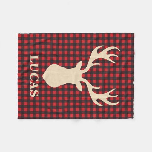 Buffalo plaid hert gepersonaliseerde deken (Voorkant (Horizontaal))